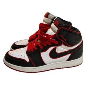 Air Jordan 1 Retro High OG Black White Red – Size 7Y – Red Laces – Great Cond